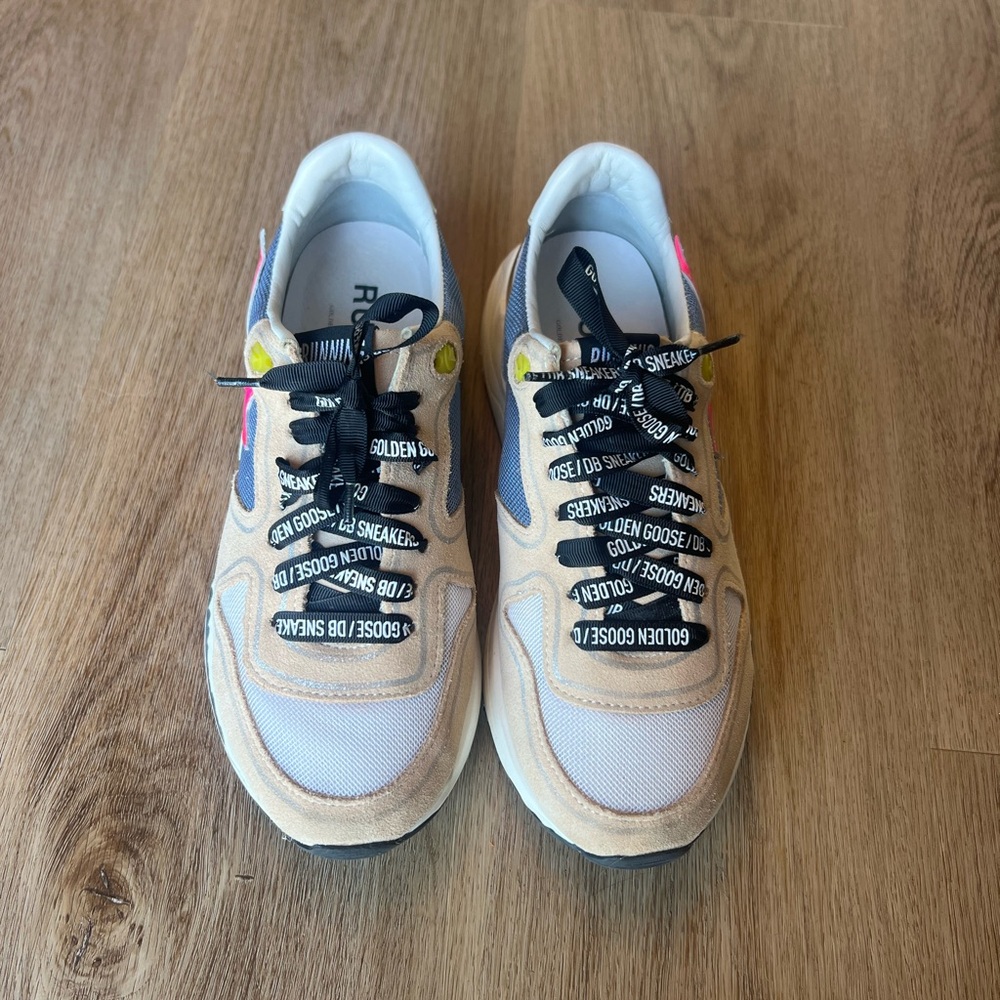 Golden Goose Beige Blue Pink Star Sneakers - Picture 2 of 16